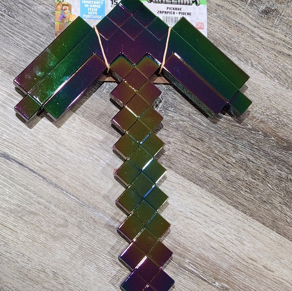 Minecraft 15 Anniversary Rainbow Pixelated Pickaxe Decor Easter Basket Filler